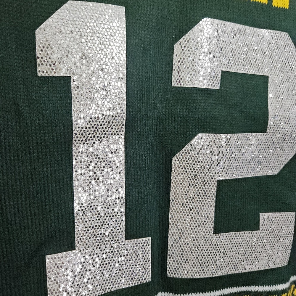 NFL Green Bay Packers Sweater Womens S Green Excellent Aaron Rodgers #12 Holiday - Picture 6 of 11